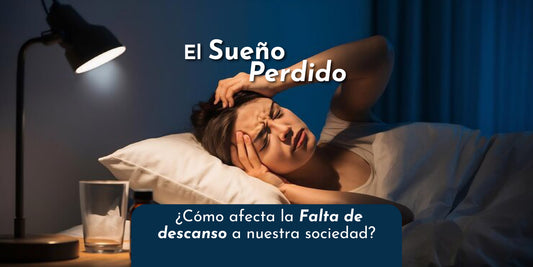 Mujer con insomnio afectada por la falta de sueño representando el impacto del estrés y la vida moderna sobre la salud y el descanso