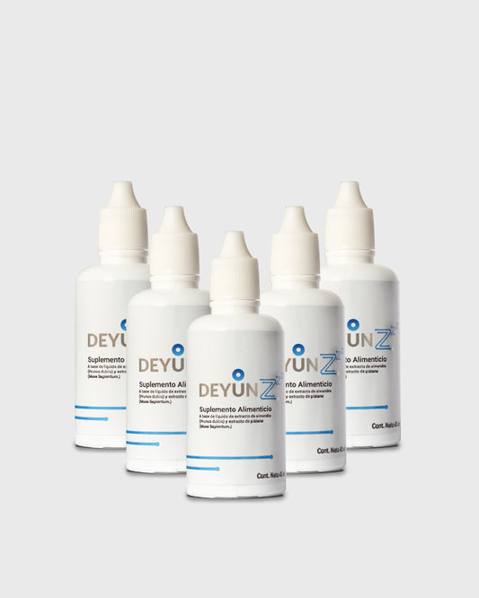 Pack de 5 frascos de Deyun Z, suplemento natural para combatir el insomnio y mejorar el sueño.